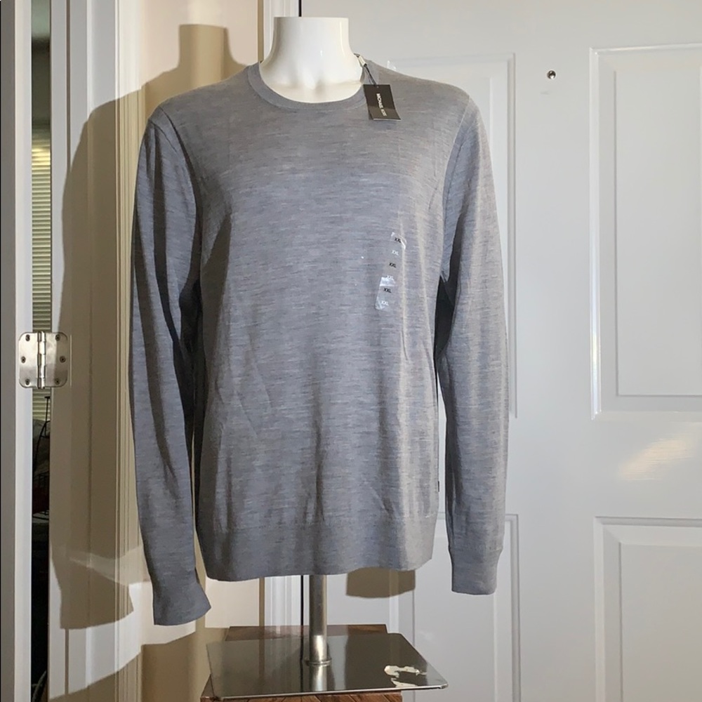 Michael Kors Merino Wool Pull Over Gray Crewneck Sweater - XXL